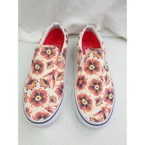 Vans Size 10 Womens or 8.5 Men Vanilla Pink Floral Slip On Logo Fashion Sneakers